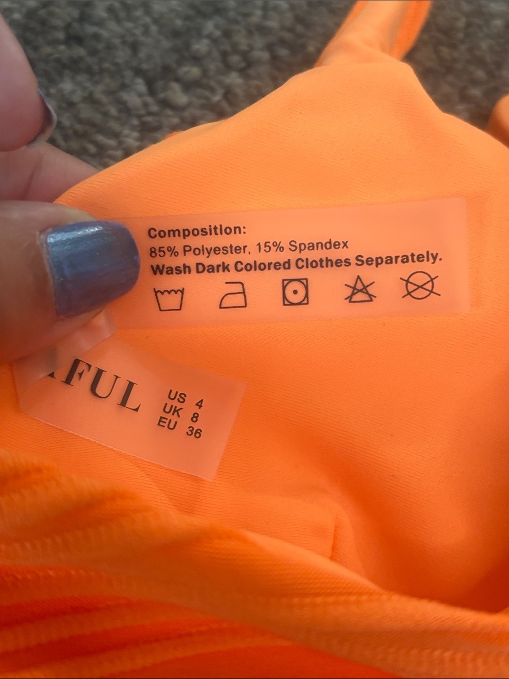 ZAFUL neon orange ribbed two-piece bikini set - Picture 4 of 4